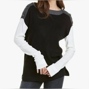 Women's Vince Camuto Sweaters Button Shoulder Colorblock Sweater, Small